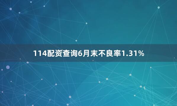 114配资查询6月末不良率1.31%